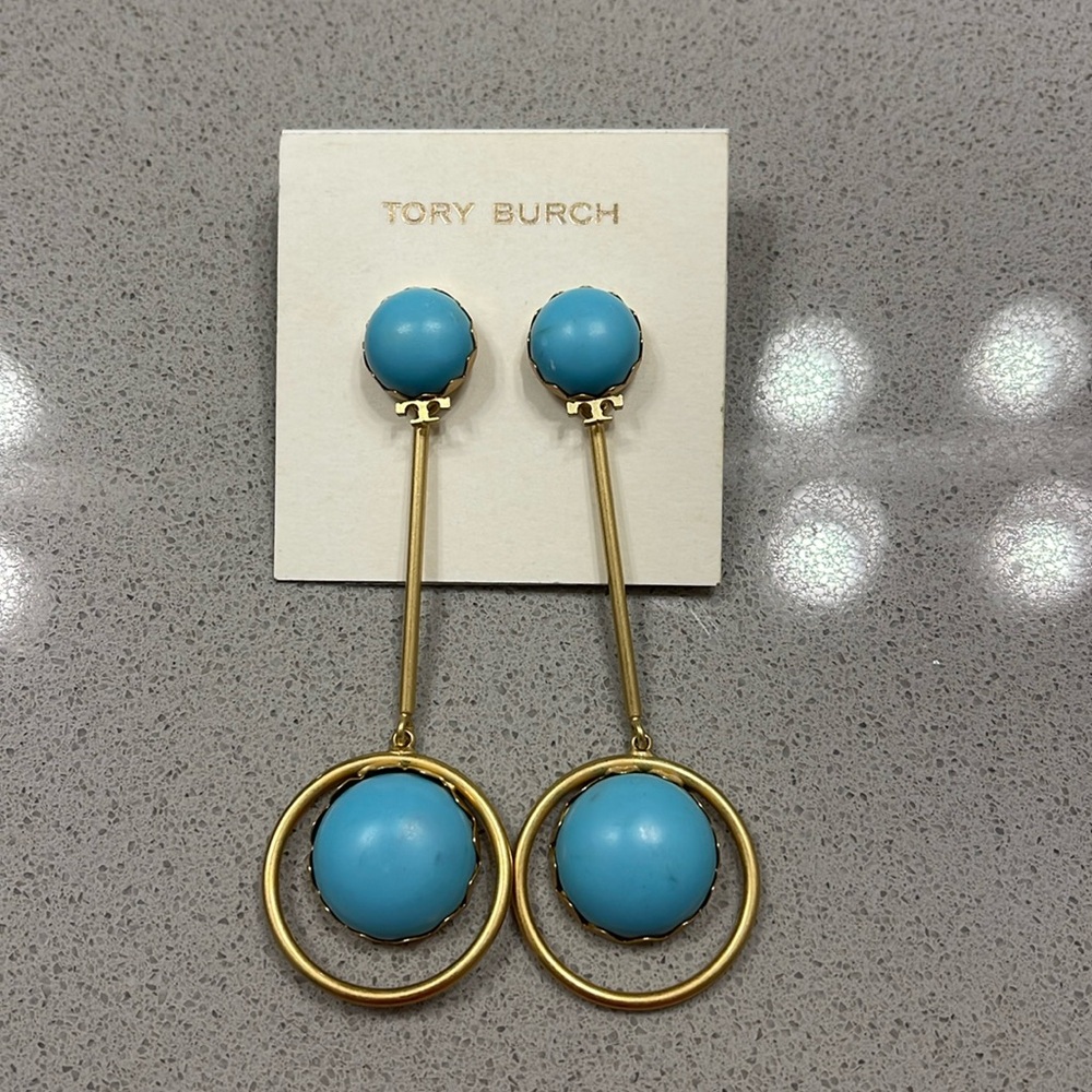 Tory Butch blue stone statement earrings